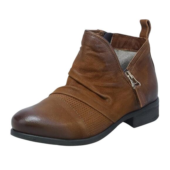 Miz Mooz Womens Slinky Ankle Boots EU 37 US 6.5-7 Brown Leather Bootie NWOB - Picture 1 of 15